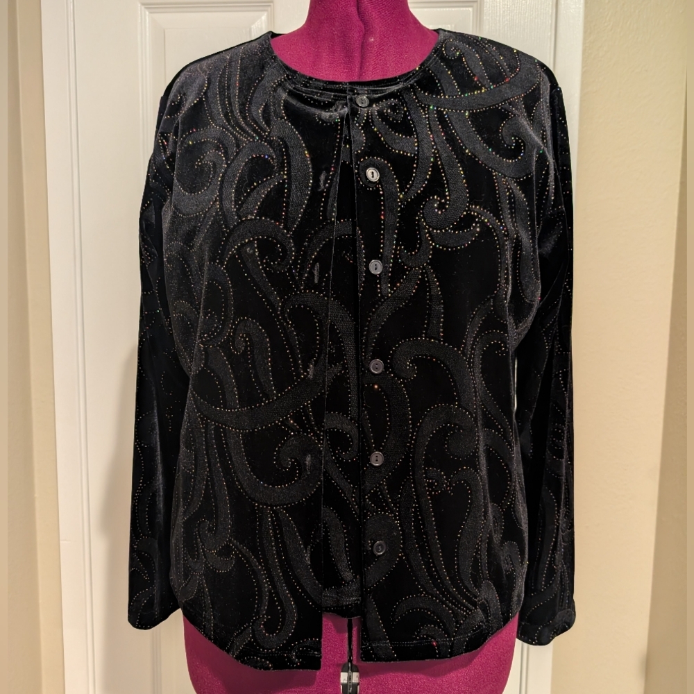 Impressions Black Jacket And Matching Camisole Sz XL - Elegant, Sparkles